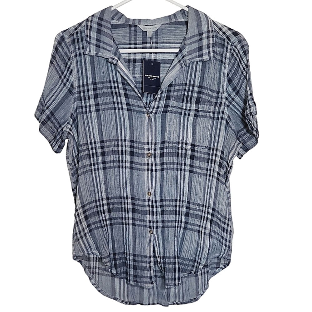 Lucky Brand Plaid Button Down Top Size M NWT *1255